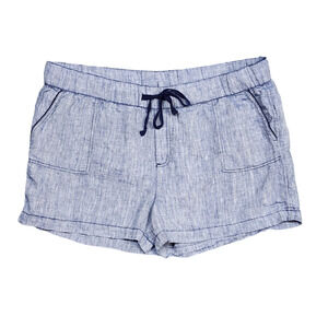 Caslon Linen Shorts 2X Blue Tie‎ Waist Elastic Waist Slash Pockets Casual